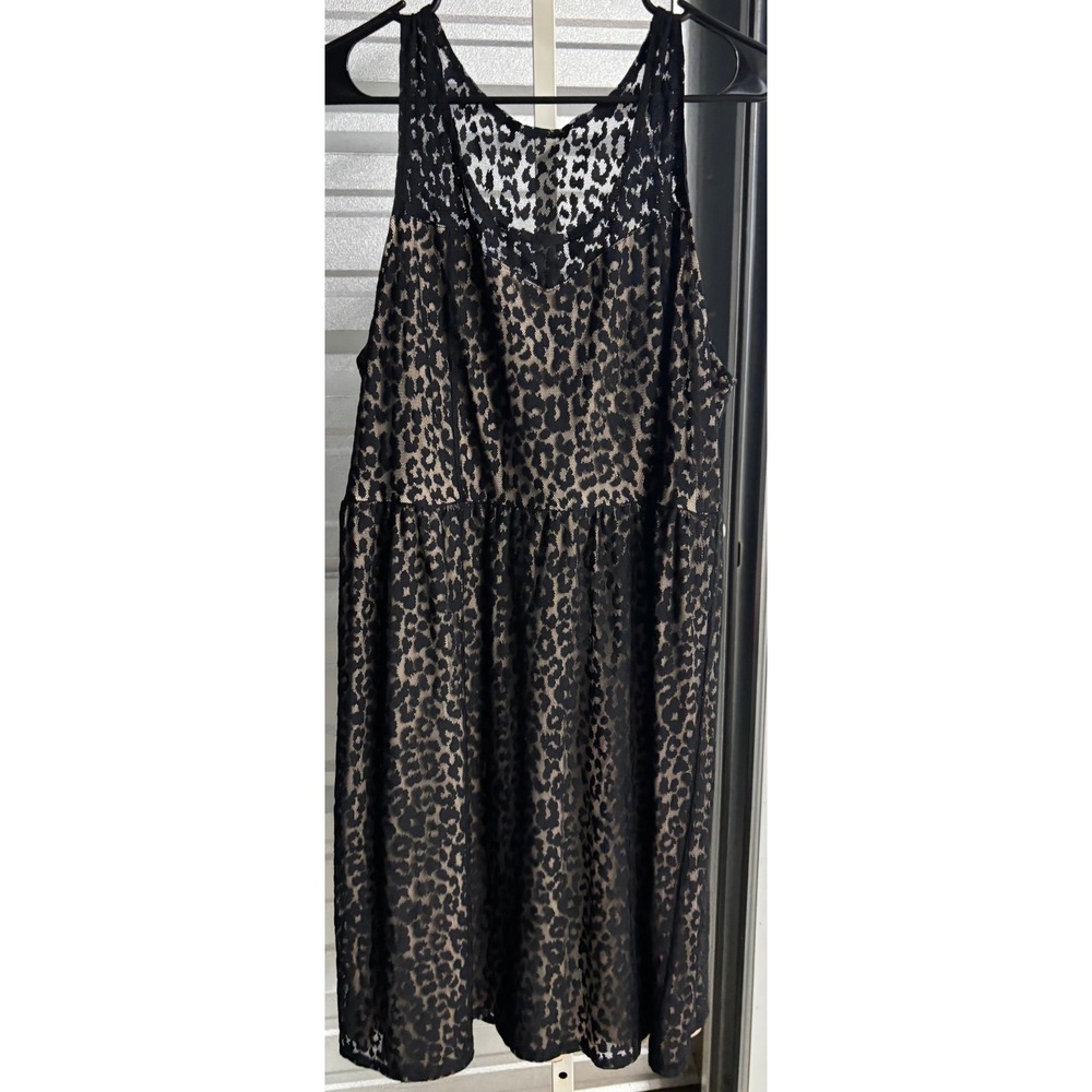 Lane Bryant Black Leopard Print Lace Sleeveless Babydoll Dress 22
